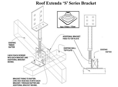 Roof Extenda Bracket with Weather Seal - "S" Series Longer Brackets